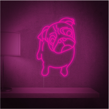 CARLINO CANE PUB BULL DOG CANILE PET SHOP DECORAZIONE IDEA REGALO INTERIOR DESIGN ARREDAMENTO INSEGNA NEON FLEX LED LUMINOSA 220V