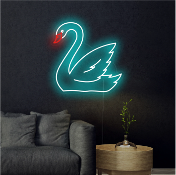 CIGNO NATURA ANATROCCOLO ANIMALI LAGO DECORAZIONE IDEA REGALO INTERIOR DESIGN ARREDAMENTO INSEGNA NEON FLEX LED LUMINOSA 220V