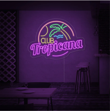 CLUB TROPICANA VINTAGE BAR PUB FESTA PARTY ARREDAMENTO INTERIOR INSEGNA NEON FLEX LED LUMINOSA 220V