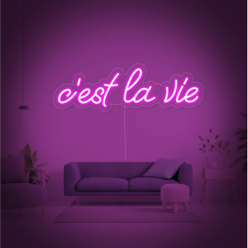 C'EST LA VIE LETTERING COSI È LA VITA MOTIVAZIONE INSEGNA NEON FLEX LED LUMINOSA 220V