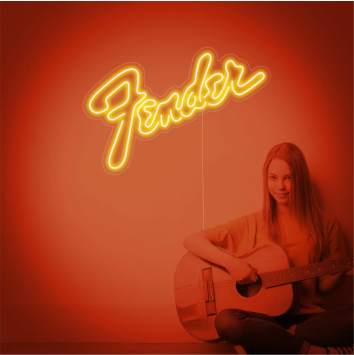 FENDER CHITARRA LOGO MUSICA INTERIOR DESIGN ARREDAMENTO INSEGNA NEON FLEX LED LUMINOSA 220V