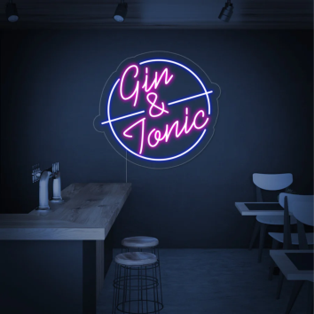 GIN & TONIC COCKTAIL BAR PUB BEVERAGE IDEA REGALO INTERIOR DESIGN ARREDAMENTO INSEGNA NEON FLEX LED LUMINOSA 220V