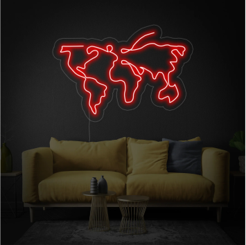 MAPPA MONDO PLANISFERO PIANETA PAESI DECORAZIONE IDEA REGALO INTERIOR DESIGN ARREDAMENTO INSEGNA NEON FLEX LED LUMINOSA 220V