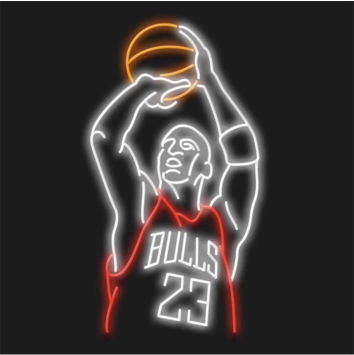 MICHAEL JORDAN BULLS 23 CHICAGO BASKET LEGENDA IDEA REGALO INTERIOR DESIGN ARREDAMENTO INSEGNA NEON FLEX LED LUMINOSA 220V