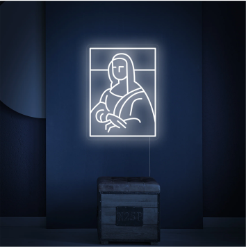 MONA LISA GIOCONDA ARTE DIPINTO QUADRO IDEA REGALO INTERIOR DESIGN ARREDAMENTO INSEGNA NEON FLEX LED LUMINOSA 220V