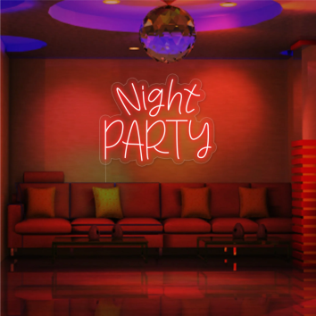 NIGHT PARTY NOTTURNO FESTA DISCOTECA CLUB SALA DA BALLO IDEA REGALO INTERIOR DESIGN ARREDAMENTO INSEGNA NEON FLEX LED LUMINOSA 220V