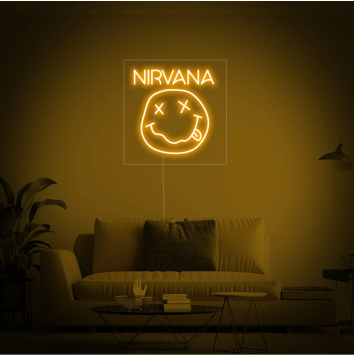 NIRVANA FACCIA LOGO SMELLS LIKE TEEN SPIRITS MUSICA ROCK IDEA REGALO INTERIOR DESIGN ARREDAMENTO INSEGNA NEON FLEX LED LUMINOSA 220V