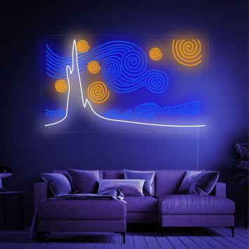 NOTTE STELLATA VAN GOGH DECORAZIONE IDEA REGALO INTERIOR DESIGN ARREDAMENTO INSEGNA NEON FLEX LED LUMINOSA 220V