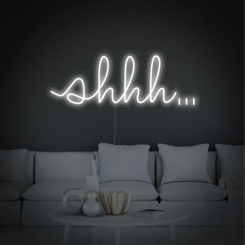 SHHH SILENZIO SILENZIOSO PAUSA RELAX CHILL DECORAZIONE IDEA REGALO INTERIOR DESIGN ARREDAMENTO INSEGNA NEON FLEX LED LUMINOSA 220V