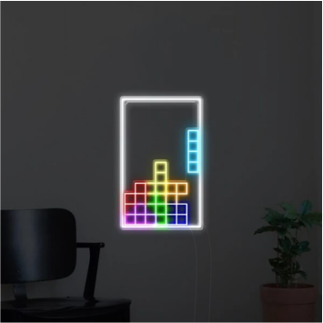 TETRIS GAMING NEO GEO GAMER VINTAGE DECORAZIONE IDEA REGALO INTERIOR DESIGN ARREDAMENTO INSEGNA NEON FLEX LED LUMINOSA 220V