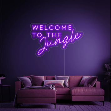 WELCOME TO THE JUNGLE GUNS N ROSES BENVENUTO NELLA GIUNGLA NEGOZIO LOCALE CLUB PUB DECORAZIONE IDEA REGALO INTERIOR DESIGN ARREDAMENTO INSEGNA NEON FLEX LED LUMINOSA 220V